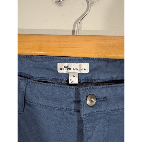 Peter Millar Mens Blue 5 Pocket Straight Leg Pants Sz 36 Preppy Golf Performance - Picture 4 of 10